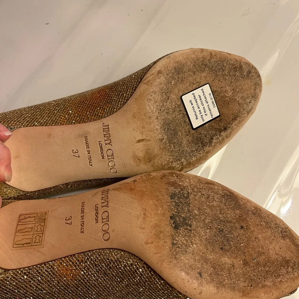 Jimmy Choo Golden Peep Toe Heel 37